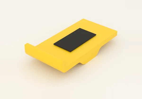 El soporte amarillo para el celular